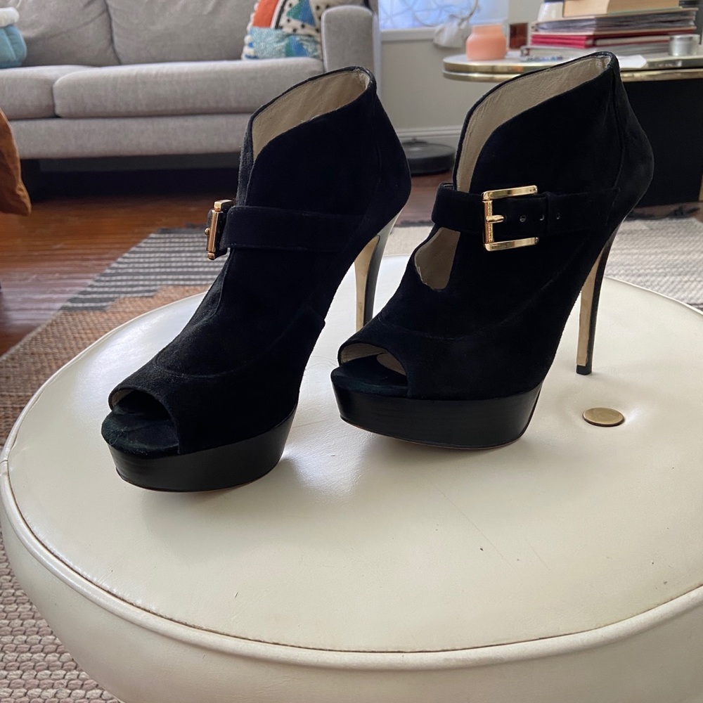 Michael Kors black suede peep toe bootie - Picture 4 of 10